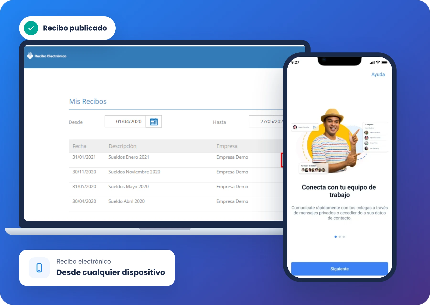 GIRH Nómina: portal Mis recibos en la computadora y GIRH App en el celular